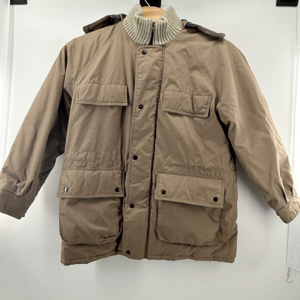 Vintage 80s 90s Y2K St Johns Bay Large Chore Coat Removable Hood Utility Jacket